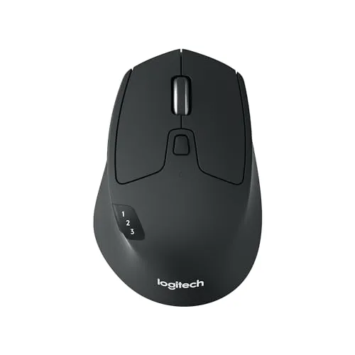 Logitech M720 Triathlon Mouse Wireless Multidispositivo, Bluetooth, Ricevitore USB Unifying, 1000 DPI, 6 Tasti Programmabili, Compatibile con Laptop, PC, Mac, iPadOS - Grigio