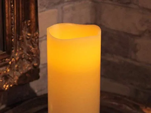 Stella LED lume di candela con cera reale, sfarfallio, timer, a batteria, box set di 20 x 10 cm, bianco caldo 068-66