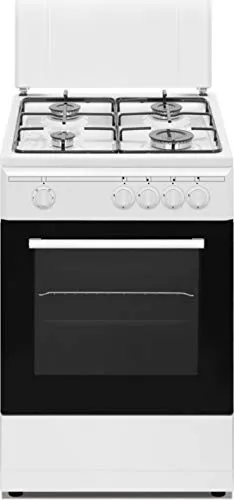 Nikkei SN554WG - Cucina a gas con forno a gas, 50x50 cm, colore Bianco