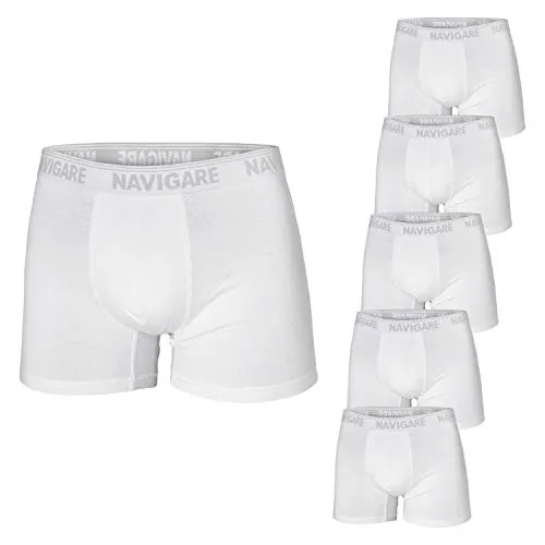 6 Boxer Uomo Navigare Cotone Elasticizzato con Elastico Esterno Bianco Art.573/E