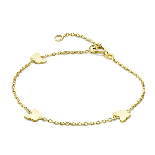 Miore Kids Bracciale per bambini con 3 farfalle in oro giallo 375, lunghezza 14 cm (12 cm + 2 cm di estensione)