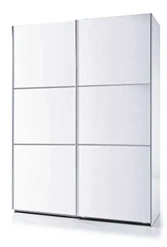 Esidra Armadio Guardaroba Moderno, 2 Ante scorrevoli, Laminato Bianco, 200 x 150 x 63 cm