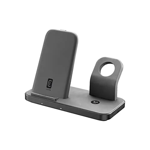 cellularline | TRIO WIRELESS CHARGER | Caricabatterie Wireless 3 in 1 per dispositivi Apple: iPhone, Apple Watch, Airpods, Nero