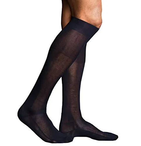 o-day® | 4 Paia Calze Uomo Lunghe Filo di Scozia Eleganti Made In Italy Calzini Uomo Cotone Tinta Unita e Colorati 100% Cotone Blu Neri e Fantasia (Blu, 42-44)