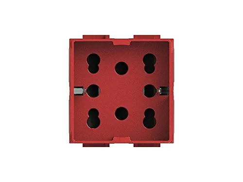 4Box 4B.LR.H21 Presa Multistandard 1 Schuko o 2 Bipasso Compatibile con Bticino Livinglight, 250 V, Rosso