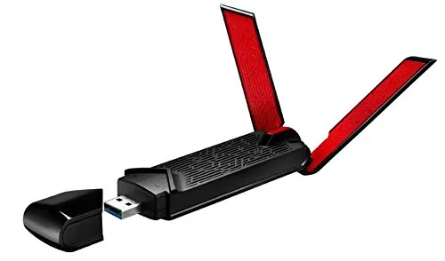 Asus USB-AC68 Adattatore USB 3.0 WiFi AC1900 Dual Band 1300+600Mbps con 2 antenne (una esterna staccabile ed 1 una interna) e tecnologia AiRadar e TurboQAM