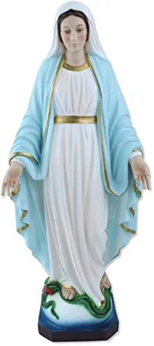 Proposte Religiose Statua della Madonna Immacolata o Miracolosa in Resina. Altezza cm 50. Dipinta a Mano.