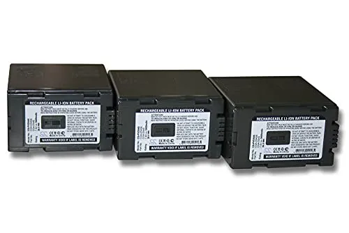 vhbw 3x batteria compatibile con Panasonic  AG-HPX171E, AG-HPX250, AG-HPX250EJ videocamera camcorder (5400mAh, 7,4V, Li-Ion)