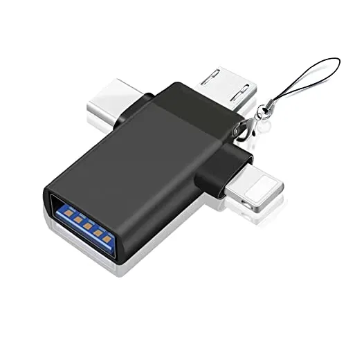 Askoppo Adattatore OTG USB C, 3 in 1, tipo C, Lightning Micro USB 3.0, convertitore OTG adatto per supporti TV, telefoni o tablet, compatibile con Lightning (1 pezzo)