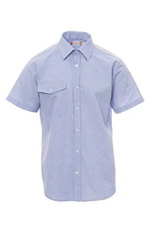 PAYPER Specialist Summer Camicia da Uomo a Manica Corta 100% Cotone Sfiancata Effetto Perlato Polso Sagomato asola Dietro con carrè e Pinces di ripresa Azzurro (3XL)