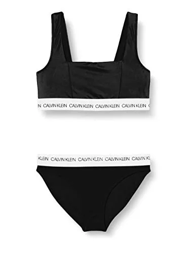 Calvin Klein Bralette Bikini Set Costume da Bagno, Nero (Pvh Black 050000 Beh), (Taglia Unica: 8-10) Bambina