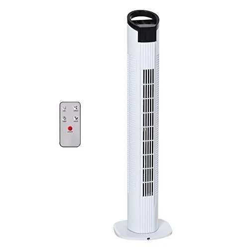 HOMCOM Ventilatore a Colonna Torre con Telecomando e Oscillazione, 3 Funzioni e 3 Velocità, Timer 7.5 Ore, Ф20x78.5cm