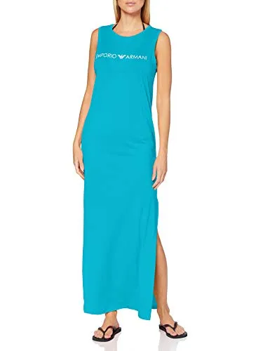 Emporio Armani Swimwear Long Tank Dress Logo Lover Vestito, Verde (Verde Acqua 00383), 40 (Taglia Produttore: X-Small) Donna