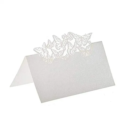 Segnaposto Tavola 100 Pezzi Cartoncini Segnaposto 12 * 9cm Segnaposto Farfalla Bianco Perlato per Decorazione di Matrimonio Festa