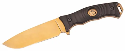 Herbertz Puma Tec - Coltello da Cintura in Acciaio 420, Rivestito, Full Tang, Guscio in plastica, Testa Puma Laser con Fodero in Nylon