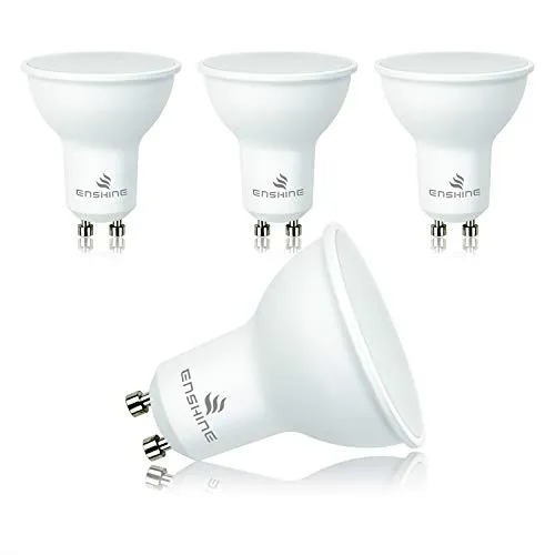 Enshine - Faretti LED GU10, satinati, 7 W (equivalenti a lampadina alogena da 50 W), luce bianca calda da 3000 K, 500 lumen, Plastica e alluminio., Confezione da 4, GU10
