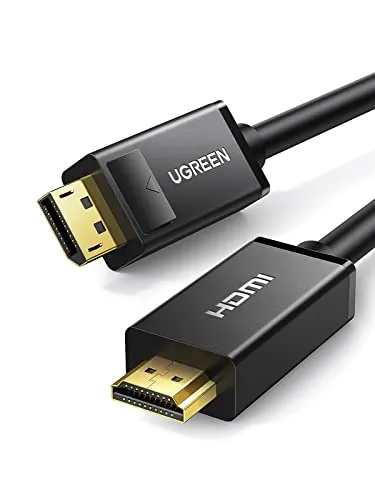 UGREEN Cavo DisplayPort HDMI 4K Ultra HD, Adattatore DP to HDMI Cable per PC, HDTV, Proiettore, Monitor, Occhiali VR, Schede Grafiche, Schede di Interfaccia, Media Center, ecc. (2M)