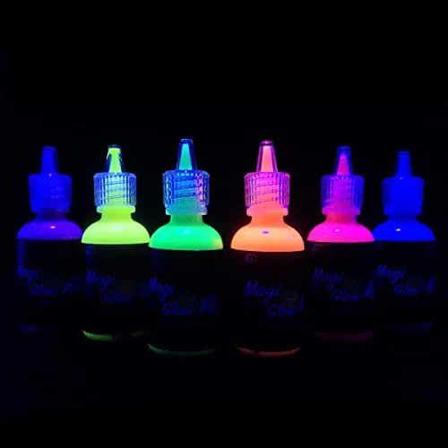 iLC [6 x 28ml Vernice Fluorescente Colorato Neon Kit per Pelle Viso Corpo Colore UV Fluo sotto la Luce Nera - Lavabile - Non Tossico