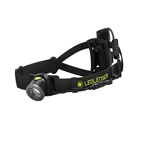 Led Lenser NEO10R Torcia frontale a LED con testa orientabile, fascia pettorale inclusa, Nero