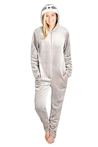 CityComfort Pigiama Intero Donna Pigiami Interi Adulti Pigiamone Animali Invernale di Pile Onesie Donna Ragazza S-XL (M, Bradipo Beige)