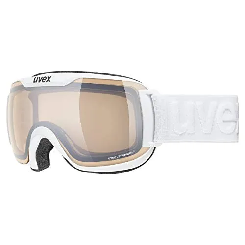 uvex downhill 2000 S V, occhiali da sci unisex, fotocromatico e specchiato, privo di appannamenti, white/silver-clear, one size