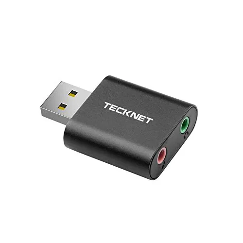 TECKNET Adattatore Audio Esterno, USB Scheda Audio Esterna Stereo for Windows, Mac, Plug & Play