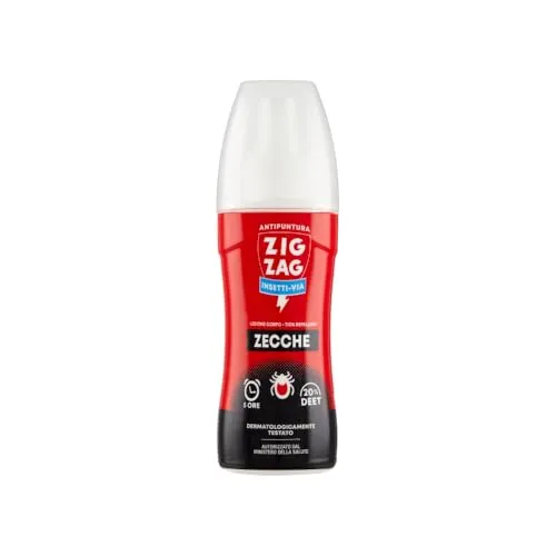 Zig Zag Spray Repellente Zecche, Lozione Anti puntura zecche Ideale durante Caccia Pesca Campeggio, Efficace fino a 5 ore, 100 ml