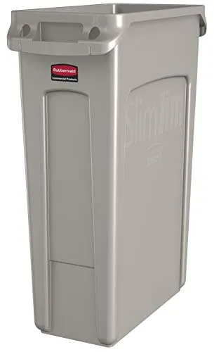 Rubbermaid FG354060BEIG Contenitore di Rifiuti con Condotti di Ventilazione, Plastica, 87 L, Beige