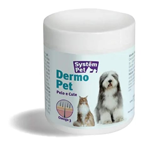 System PET DERMO - integratori per Cane e Gatto. Compresse per Pelo e Cute Sana. Vitamine e Biotina e Omega 3 per Cani 130 gr