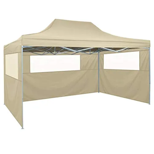 vidaXL Tenda Pieghevole 3 Pareti 3x4,5 m Crema Tendone Festa Gazebo Giardino