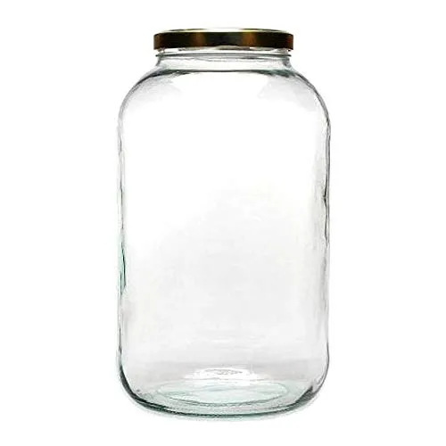 mikken XXL - Barattolo in vetro per conserve, 4250ml, con tappo a vite, con etichetta, in vetro, trasparente, 15,9 x 15,9 x 27,7 cm