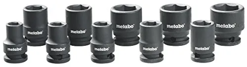 Metabo, Set chiave a bussola per avvitatore a percussione, 3/8", 10 pz, 628830000