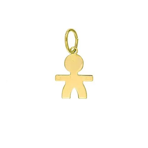 Ciondolo Donna con Bimbo Maschio in Argento 925 Ciondoli Mamma Idea Regalo Figlio (Bimbo lastra giallo 17x12MM)