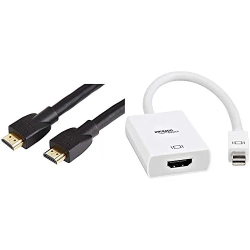 AmazonBasics - Cavo HDMI 2.0 ad alta velocità, supporta Ethernet, 3D, video 4K e ARC, 7,5 m & Adattatore da mini DisplayPort (Thunderbolt) a HDMI, compatibile con iMac e MacBook Apple