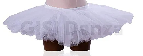 GISI Danza Tutulette Slip in Lycra per Danza Classica – 6 Strati di Tulle Rigido (S – GiroVita 65/70 Cm, Bianco)