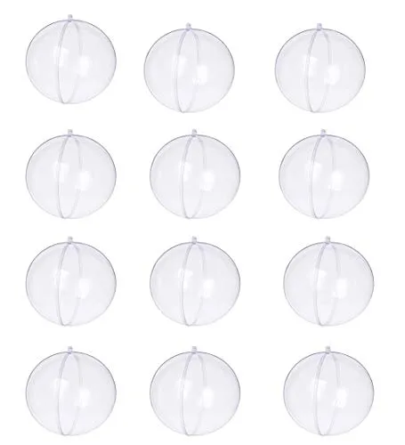 Yeelan plastica Trasparente Acrilico Riutilizzabile Palla Trasparente Ornamento Bauble Sfera per la Festa di Nozze Natale Decorazioni per la casa (60mm Set di 12pcs)