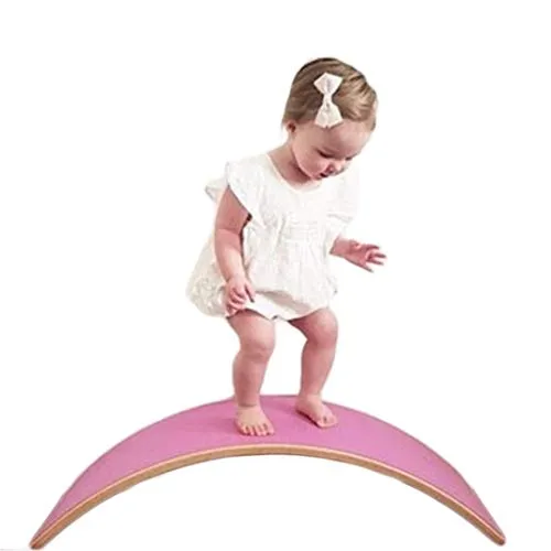 YWLGRX Kid Yoga Board Curvy Board Waldorf Toys Balance Board Bordo di Legno Dell'equilibrio di Legno Bordo A Bilanciere - Dimensione Bambino