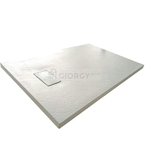Piatto doccia 80x160 Bianco H.2.6 cm effetto pietra ardesia SMC in resina termoformata.