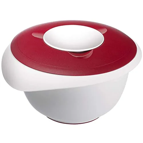 Westmark Ciotola da cucina con coperchio in due parti, 2,5 l, Con beccuccio, Plastica, Bianco/Rosso, 3153227R