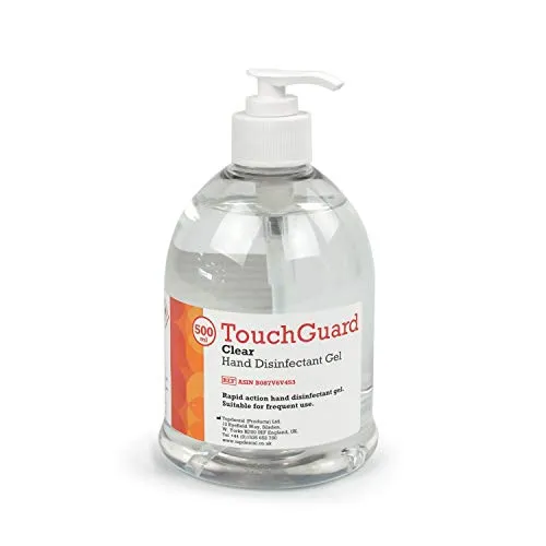 TouchGuard - Gel per mani, trasparente, 500 ml Confezione da 10