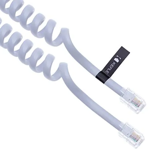 RJ10 Cavo Telefonico per Telefono Riccio a Spirale del Microtelefono 5 Meter Compatibile con Telefoni Fissi Cisco, NEC, ROLM, ITT, TI (Bianco)