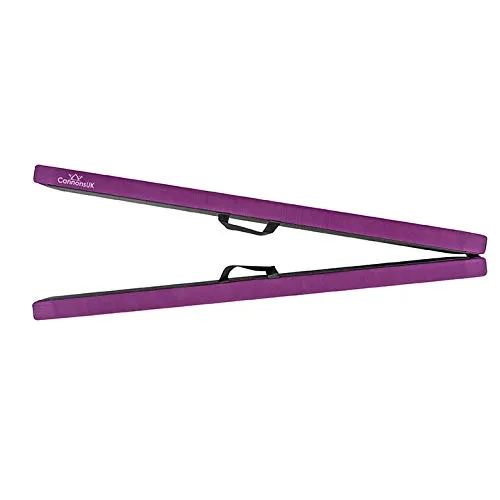 Cannons UK - Trave di equilibrio da palestra pieghevole in pelle scamosciata sintetica, 240 cm, Purple