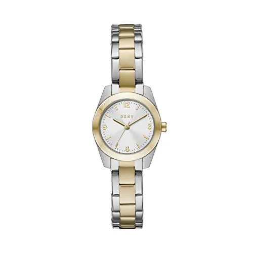 DKNY Orologio Nolita da donna, movimento a tre lancette, cassa in acciaio inossidabile argento/oro 26 mm con bracciale in acciaio inossidabile, NY2922