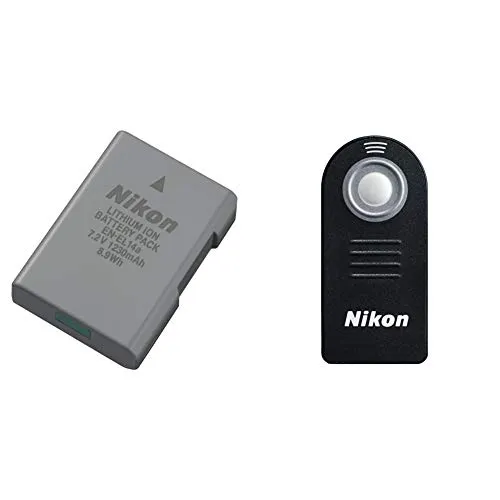 Nikon en-el14a batteria al lithium-io & ml-l3 telecomando a infrarossi, wireless, originale