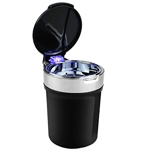 Auto portatile tazza di cilindro senza fumo Stand auto posacenere di sigaretta titolare con luce LED blu