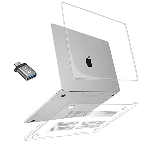 ZYB Custodia per MacBook Pro 13 Pollici M1 2020-2016 (A2338 A2289 A2251 A2159 A1989 A1706 A1708), Cover Case Rigida Ultra Sottile per MacBook Pro 13 Touch Bar e Adattatore USB-C, Trasparente