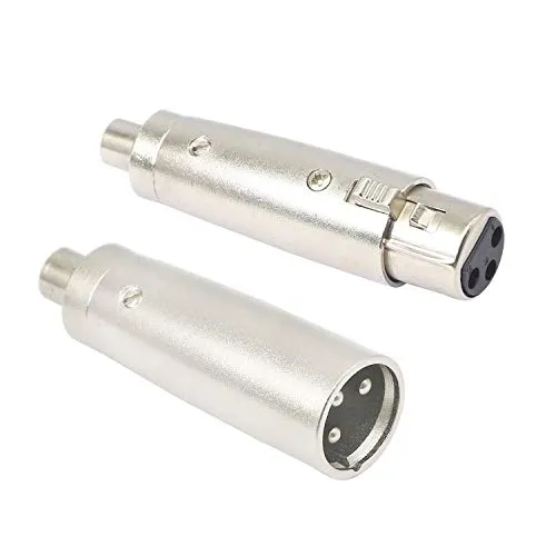 Adattatore da XLR a RCA, RCA femmina a XLR 3 pin maschio e femmina, convertitore placcato in nichel, accoppiatore audio per collegamento microfono, 2 pezzi