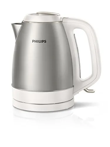 Philips - Bollitore in acciaio INOX (2200 W, 1,5 l, coperchio rimovibile) bianco