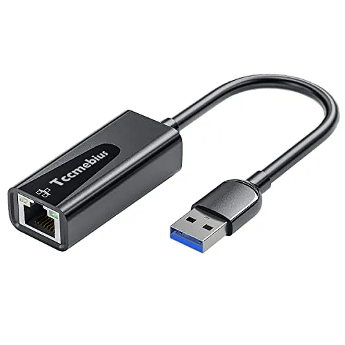 Tccmebius Adattatore Ethernet USB, USB 3.0 a 100/1000 Gigabit Ethernet LAN Adattatore di rete compatibile con Nintendo, MacBook, Surface Pro, Notebook PC, con Windows7/8/10, XP, Vista, Mac (TCC-S30A)