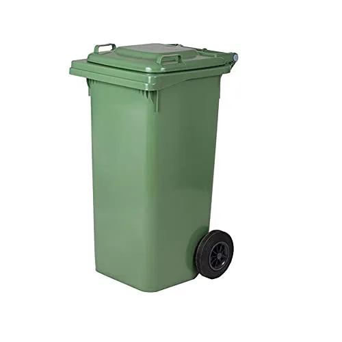 Bidone per la raccolta differenziata rifiuti 80 Lt, certificato UNI EN 840 per uso esterno, colore verde (Colore Verde)